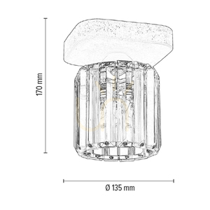 Glory Ceiling Light, 1xE27, Max. 60W, Concrete Gray/Clear Glass Shade, 13.5 cm small 2