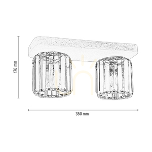 Glory Ceiling Light, 2xE27, Max. 60W, Concrete Gray/Clear Glass Shade, 35 cm small 2