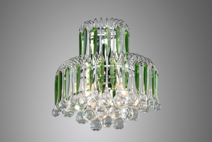 Grenada Wall Sconce, 2xE14, Max. 40W, Chrome Metal/Transparent-Green Glass, 34 cm small 1