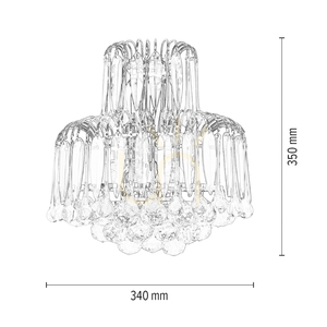 Grenada Wall Sconce, 2xE14, Max. 40W, Chrome Metal/Transparent-Green Glass, 34 cm small 2