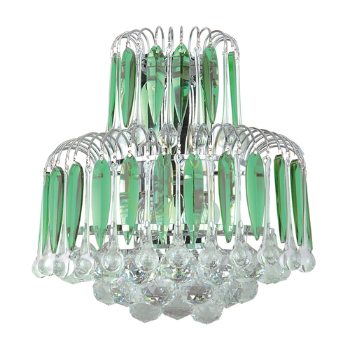 Check Grenada Wall Sconce, 2xE14, Max. 40W, Chrome Metal/Transparent-Green Glass, 34 cm