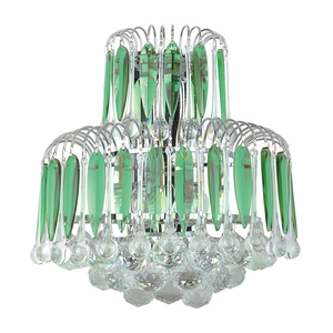 Grenada Wall Sconce, 2xE14, Max. 40W, Chrome Metal/Transparent-Green Glass, 34 cm small 0