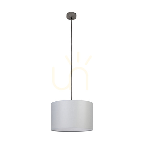Check Grey Pendant Light, 1xE27, Max. 60W, Gray-Stained Pine, Braided Cable, Gray Lampshade, Ø40 cm