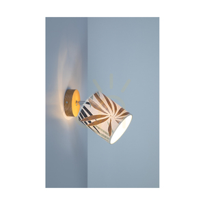 Hoja Wall Sconce 1xE27 Max. 25W Oiled Oak/Chrome Metal/Multicolored Wallpaper Lampshade 25 cm small 3