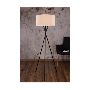 Hugo Floor Lamp, 1xE27, Max. 60W, Black Metal/Black PVC Cable/White Cellulose Lampshade, 62 cm small 3