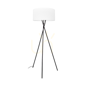 Hugo Floor Lamp, 1xE27, Max. 60W, Black Metal/Black PVC Cable/White Cellulose Lampshade, 62 cm small 0