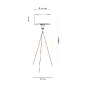 Hugo Floor Lamp, 1xE27, Max. 60W, Satin Metal/Transparent PVC Cable/White Lampshade, 62 cm small 4