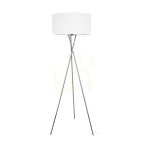 Hugo Floor Lamp, 1xE27, Max. 60W, Satin Metal/Transparent PVC Cable/White Lampshade, 62 cm small 0