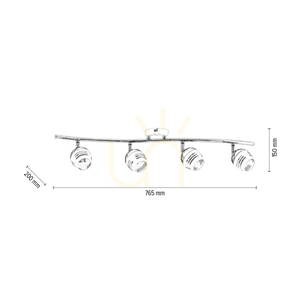 Hypnos Ceiling Light, 4xG9, Max. 28W, Chrome/White Metal, 76.5 cm small 4