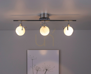 Ida Ceiling Light, Includes 3xLED 2700K 3W, Chrome Metal/White Glass Shade, 67.5 cm small 1