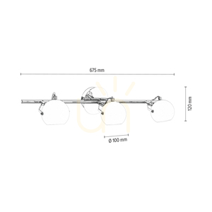 Ida Ceiling Light, Includes 3xLED 2700K 3W, Chrome Metal/White Glass Shade, 67.5 cm small 2