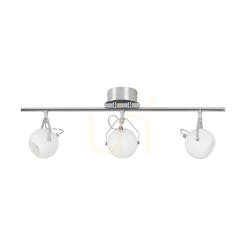 Check Ida Ceiling Light, Includes 3xLED 2700K 3W, Chrome Metal/White Glass Shade, 67.5 cm