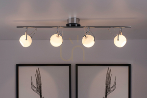 Ida Ceiling Light, Includes 4xLED 2700K 3W, Chrome Metal/White Glass Shade, 93 cm small 1
