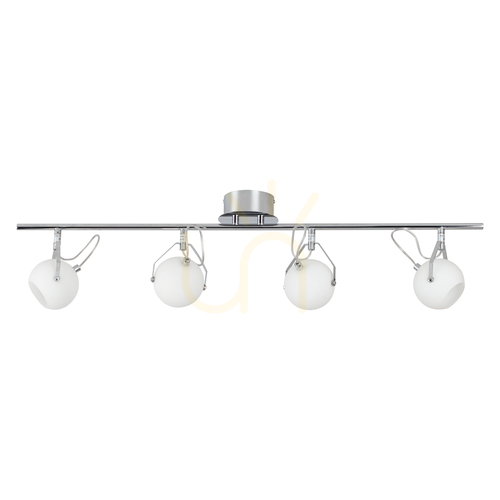 Check Ida Ceiling Light, Includes 4xLED 2700K 3W, Chrome Metal/White Glass Shade, 93 cm