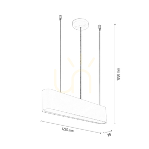 Illumina Pendant Light, Includes 1x LED 3000K 35W, White Metal/Transparent PVC Cable/White Lampshade, 122 cm small 3