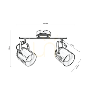 Inga Ceiling Light, 2xE27, Max. 60W, Chrome Metal, 38.5 cm small 2