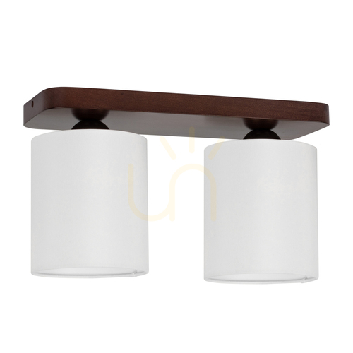 Check Jenta Ceiling Light, 2xE27, Max. 25W, Beech and Walnut Wood, White, 35 cm Lampshade