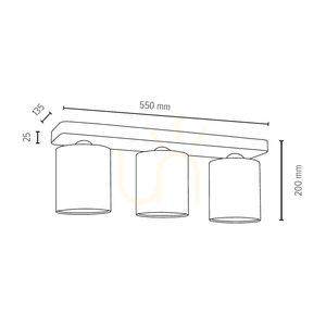 Jenta Ceiling Light, 3xE27, Max. 25W, Beech and Walnut Wood, White, 55 cm Lampshade small 2