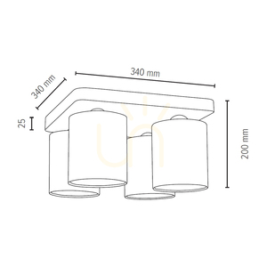 Jenta Ceiling Light, 4xE27, Max. 25W, Beech and Walnut Wood / White, 34 cm Lampshade small 2