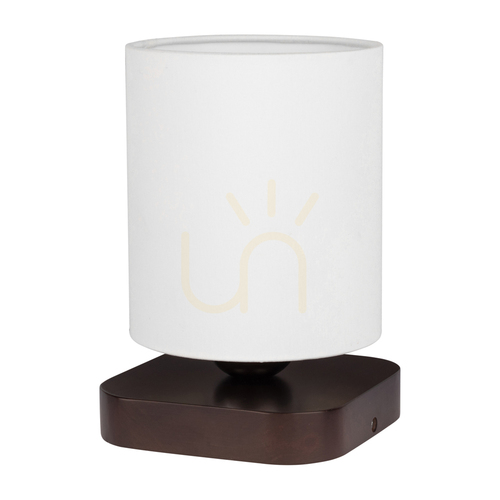 Check Jenta Table Lamp, 1xE27, Max. 25W, Beech and Walnut Wood, Black PVC Cable, White Lampshade, 13.5 cm