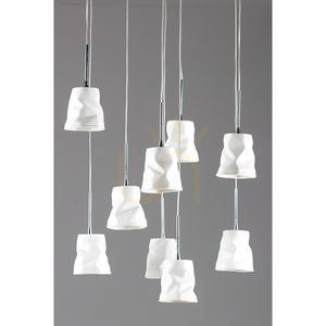 Joelle Pendant Light, 9xG4, Max. 20W, Chrome Metal/White Ceramic Shade, Ø44 cm small 1