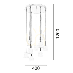 Joelle Pendant Light, 9xG4, Max. 20W, Chrome Metal/White Ceramic Shade, Ø44 cm small 4