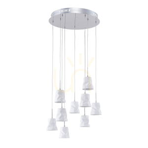 Joelle Pendant Light, 9xG4, Max. 20W, Chrome Metal/White Ceramic Shade, Ø44 cm small 0