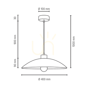 Jona Pendant Light, 1xE27, Max. 60W, Beech and Walnut Wood, Braided Cable, White Glass Shade, Ø40 cm small 2