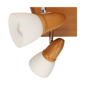 Julietta Ceiling Light, 4xE14, Max. 40W, Beech Wood, Cherry/Chrome Metal, White Glass Shade, 30 cm small 1