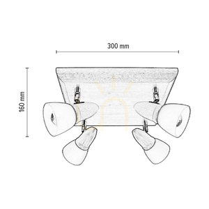 Julietta Ceiling Light, 4xE14, Max. 40W, Beech Wood, Cherry/Chrome Metal, White Glass Shade, 30 cm small 2