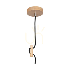 Jute Pendant Light, 1xE27, Max. 60W, Birch/Black Braided Cable/Beige Jute Lampshade, Ø40 cm small 1