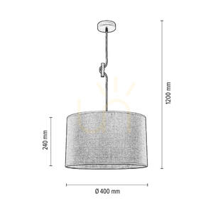 Jute Pendant Light, 1xE27, Max. 60W, Birch/Black Braided Cable/Beige Jute Lampshade, Ø40 cm small 2