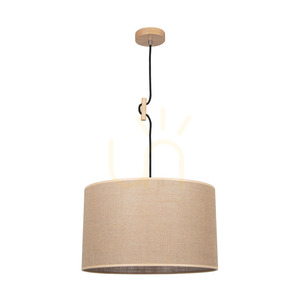 Jute Pendant Light, 1xE27, Max. 60W, Birch/Black Braided Cable/Beige Jute Lampshade, Ø40 cm small 0