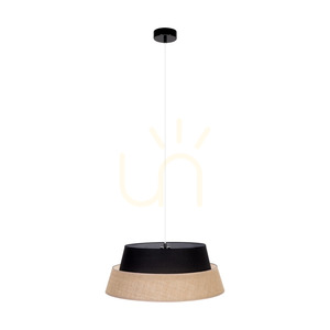 Jute Pendant Light 1xE27 Max. 60W Black Metal/Transparent PVC Cable/Black-Beige Jute Lampshade Ø50 cm small 2