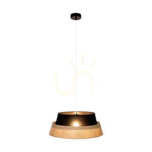 Jute Pendant Light 1xE27 Max. 60W Black Metal/Transparent PVC Cable/Black-Beige Jute Lampshade Ø50 cm small 3