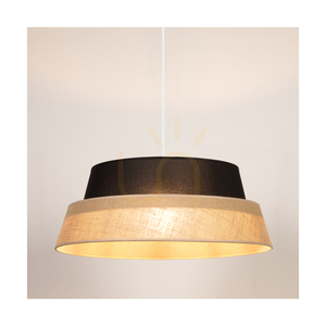 Jute Pendant Light 1xE27 Max. 60W Black Metal/Transparent PVC Cable/Black-Beige Jute Lampshade Ø50 cm small 6