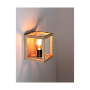 Kago Wall Sconce 1xE27 Max. 40W Oiled Oak/Black Metal 21.5 cm small 2