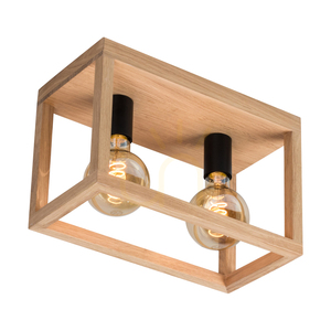 Kago Ceiling Light, 2xE27, Max. 60W, Oiled Oak/Black Metal, 36 cm small 1