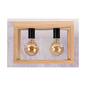 Kago Ceiling Light, 2xE27, Max. 60W, Oiled Oak/Black Metal, 36 cm small 3