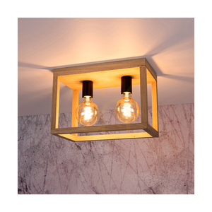 Kago Ceiling Light, 2xE27, Max. 60W, Oiled Oak/Black Metal, 36 cm small 4
