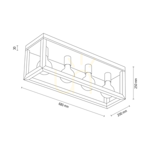 Kago Ceiling Light, 4xE27, Max. 60W, Oiled Oak/Chrome Metal, 68 cm small 2