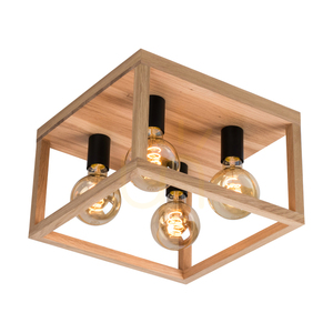 Kago Ceiling Light, 4xE27, Max. 60W, Oiled Oak/Black Metal, 36 cm small 1
