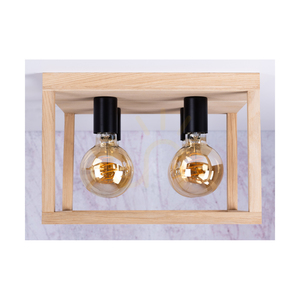 Kago Ceiling Light, 4xE27, Max. 60W, Oiled Oak/Black Metal, 36 cm small 3
