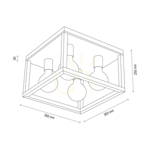 Kago Ceiling Light, 4xE27, Max. 60W, Oiled Oak/Black Metal, 36 cm small 6