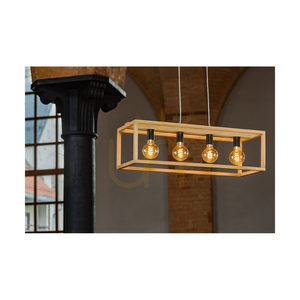 Spot Light KAGO 61590474 pendant light, oiled oak and black, 4 × E27, 90 cm small 3