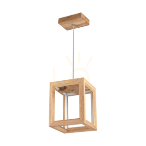 Kago LED Pendant Light, 1xLED, 3000K, 21W, Oiled Oak/Transparent PVC Cable, 22 cm small 0