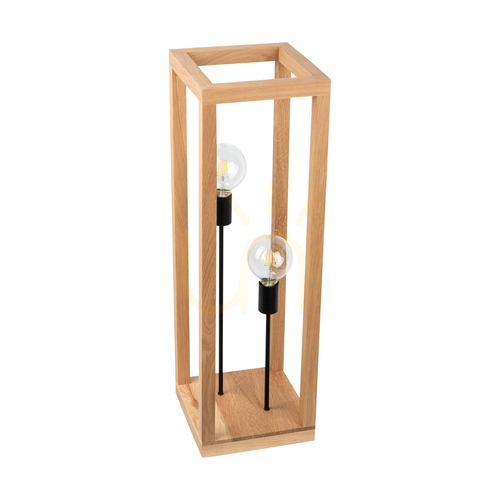 Check Kago Floor Lamp 2xE27 Max. 60W Oiled Oak/Black Metal/Black Braided Cable 25 cm