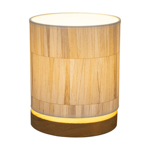 Kairo Table Lamp, 1xE27, Max. 25W, Brown-Stained Pine, Brown/Black, PVC Cable/Multicolored, Wallpaper Lampshade, Ø15 cm small 1