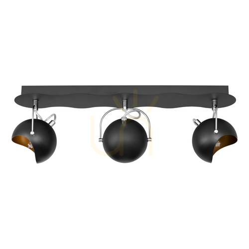 Check Kana Ceiling Light, 3xG9, Max. 28W, Black/Gold Metal, 51 cm