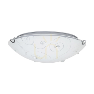 Kansas Ceiling Light, Includes 1x LED 2700K 18W, Chrome Metal/White Glass Shade, Ø40 cm small 1